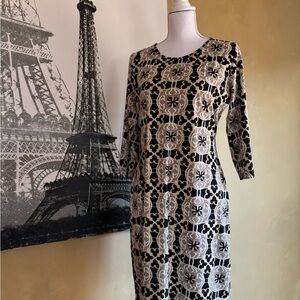 Tracy Negoshian Black and White Patterned Dress